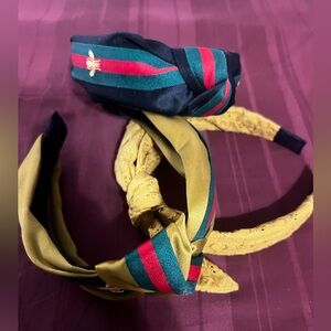 Bundle 3 Knotted Bee Gold and Green Headband Set